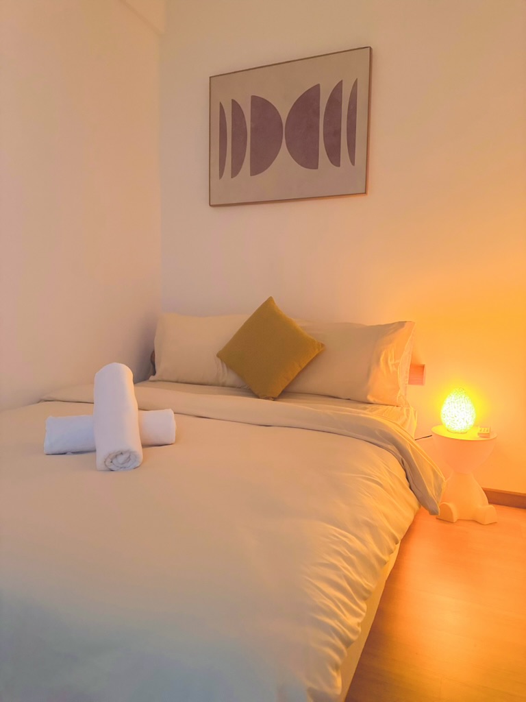 Handmade floating bed frame in bedroom two