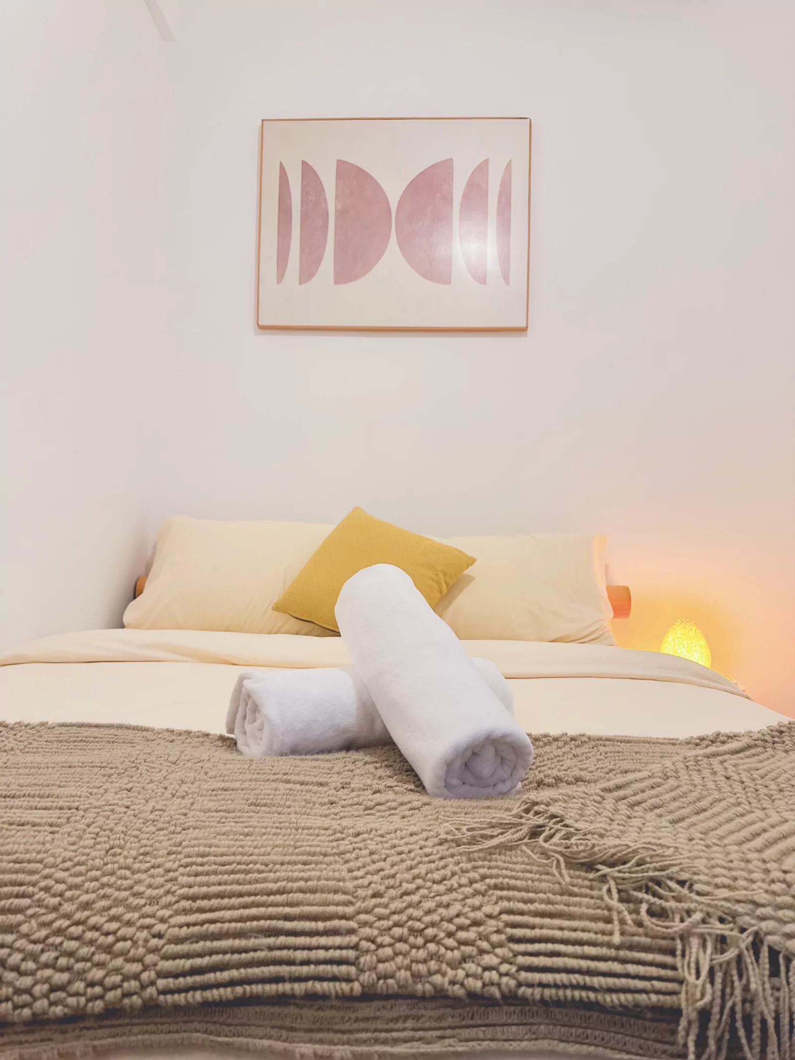 Sabi House Calm Room with natural Wabi-Sabi queen bed