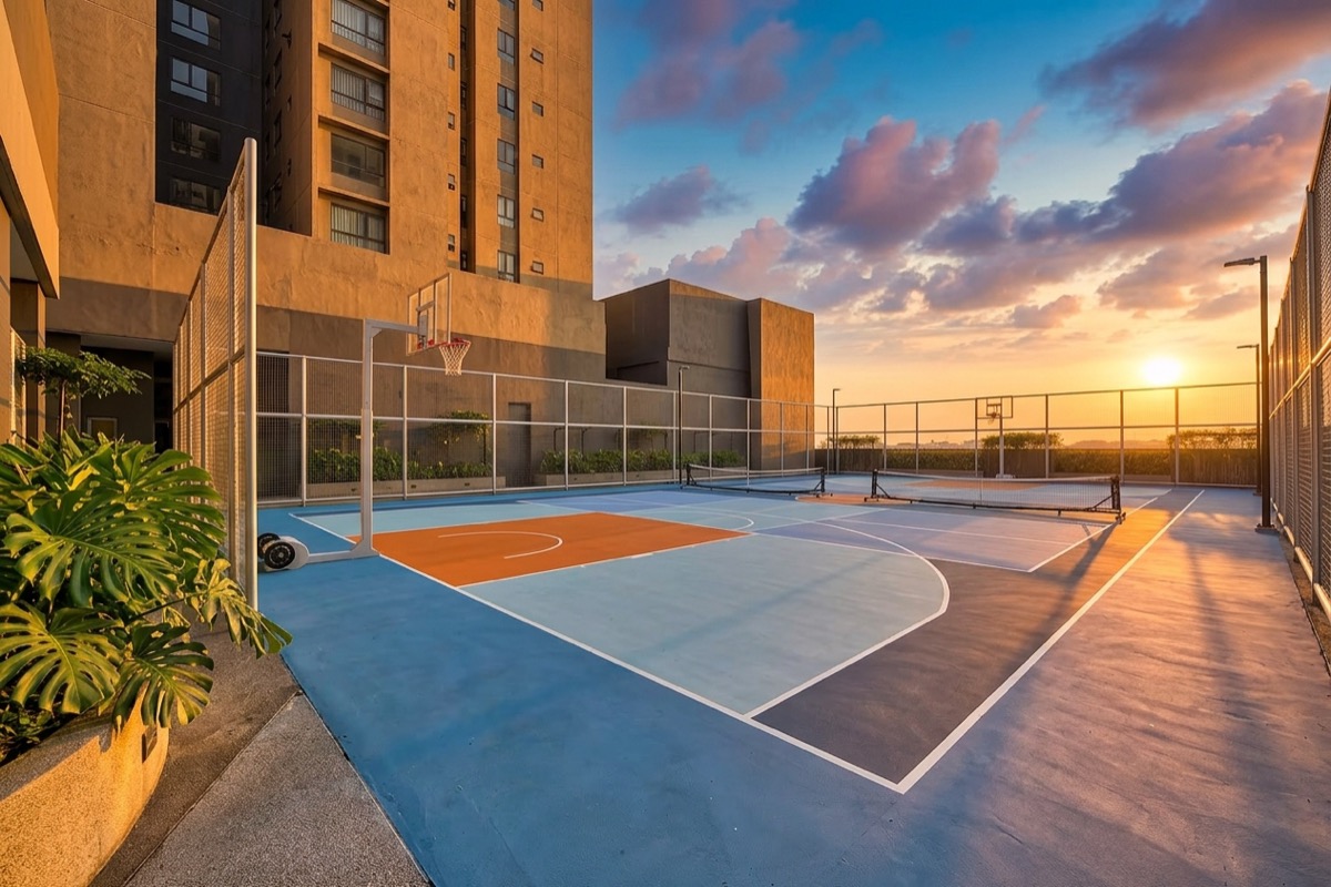 Multi-sport court — basketball and pickleball