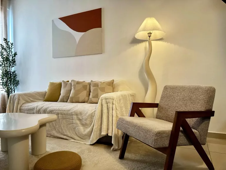 Suite interior with warm natural lighting